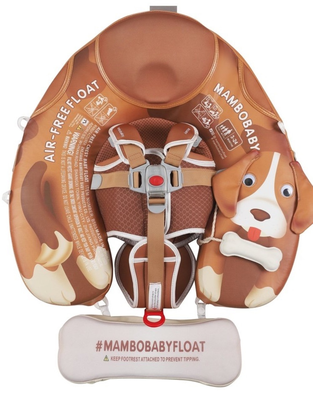 Mambobaby Swim Float - Brown Puppy limited edition Baby dog canopy tail pillow